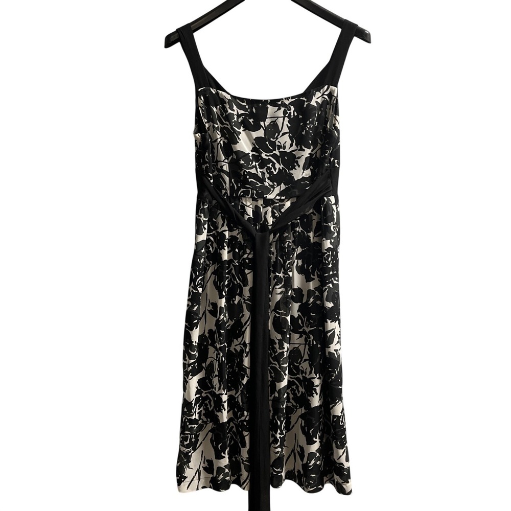 Johnathan Martin Dress Womens 12 Black Floral Chiffon Babydoll A‎ Line Tie Waist